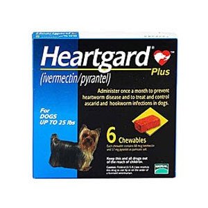 Heartgard Plus Chewable Tablets for Dogs Under 25 lbs 6-count bl