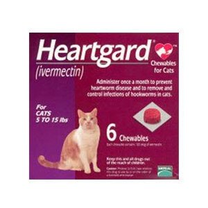 Heartgard Chewable Tablets for Cats 5-15 lbs 6-count pack purple Heartgard Chewable Tablets for Cats 5-15 lbs 6-count pack purple